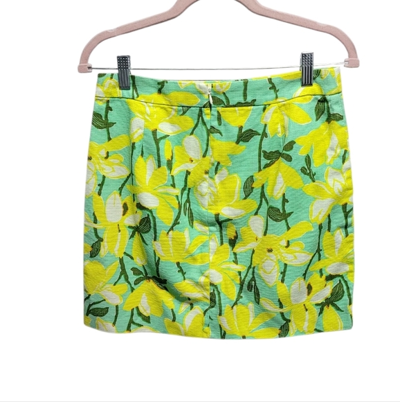 J.Crew Bright Yellow Green Flower Tulip Skirt - Picture 2 of 5